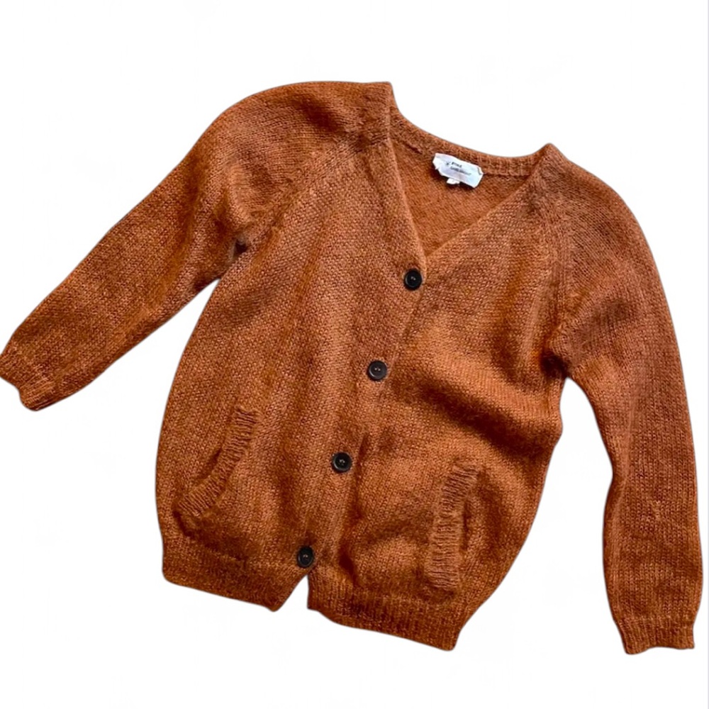 Isabel Marant Etoile Brown Mohair Cardigan Sweater w/ Elbow Patches